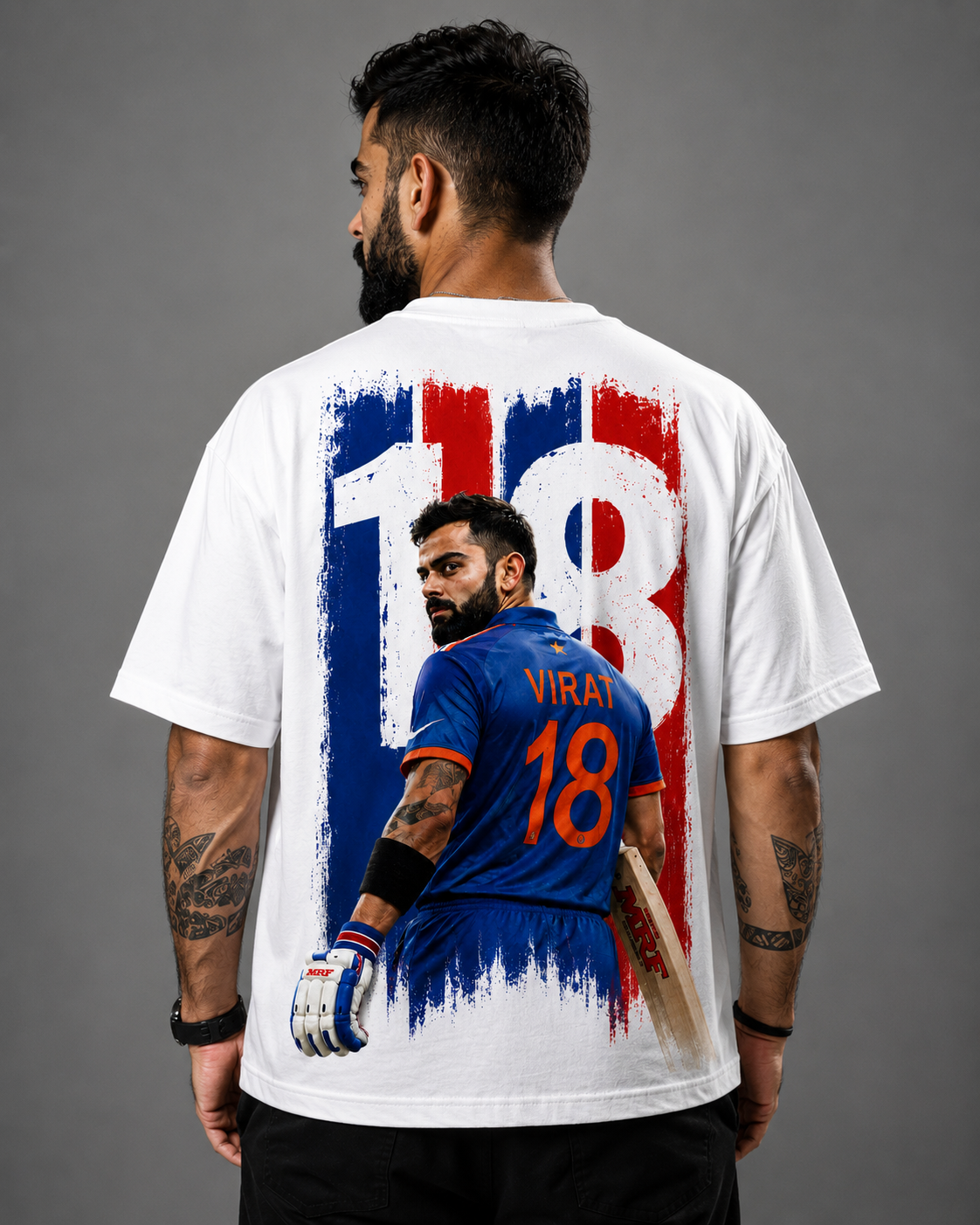 Virat Kohli 18 Tribute Oversized T-Shirt