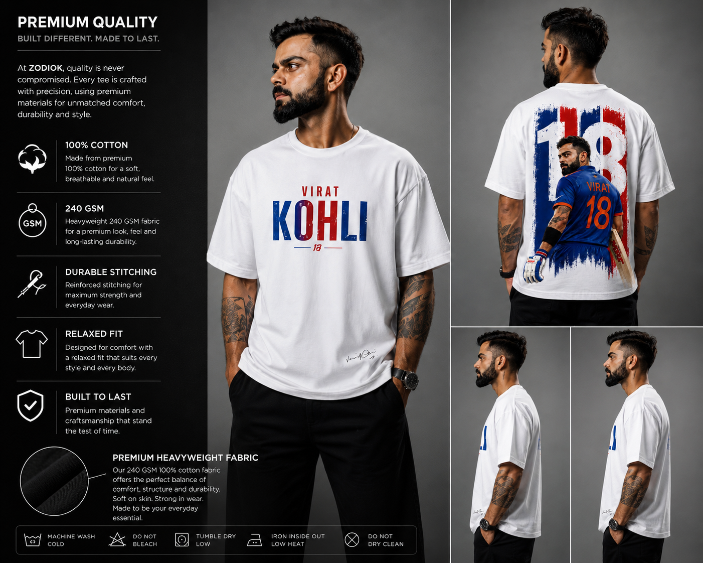Virat Kohli 18 Tribute Oversized T-Shirt